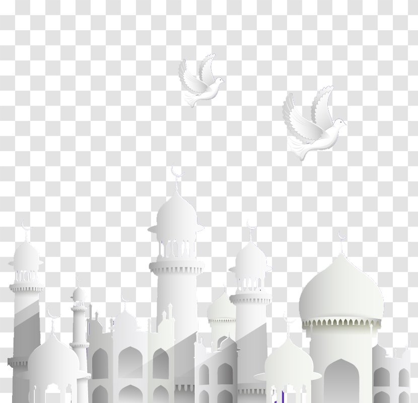 Islamic Architecture - White - Creative And Pigeons Vector Material Transparent PNG