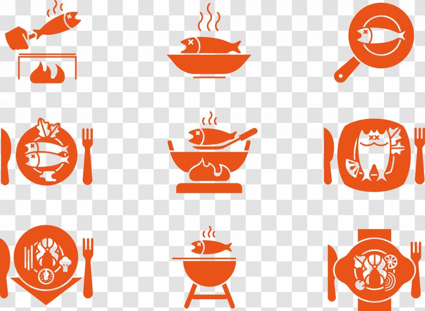 Barbecue Grill Frying Fish Icon - Brand - Pot Transparent PNG