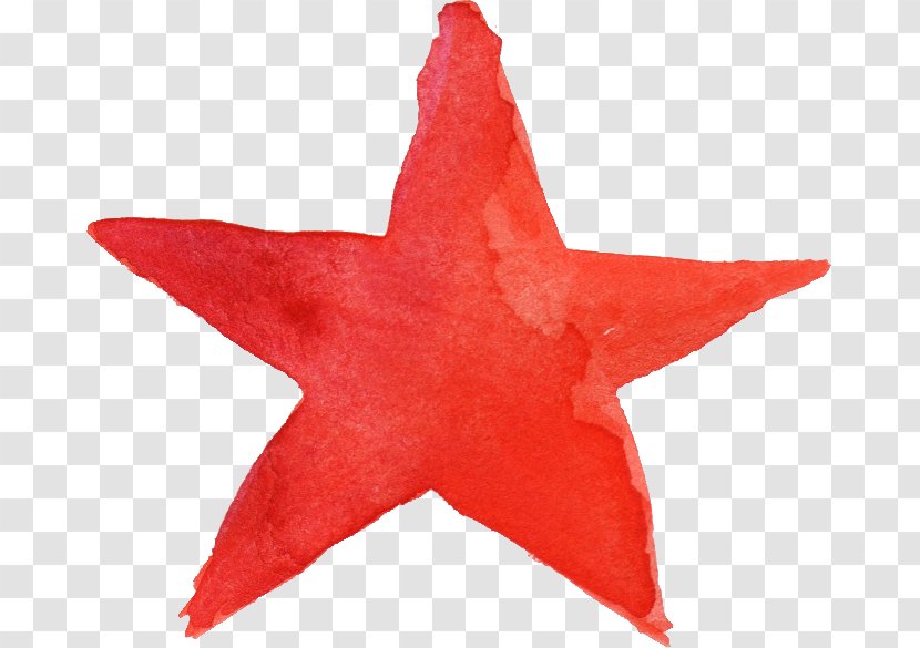 Red Watercolor Painting Star - Crayon Transparent PNG
