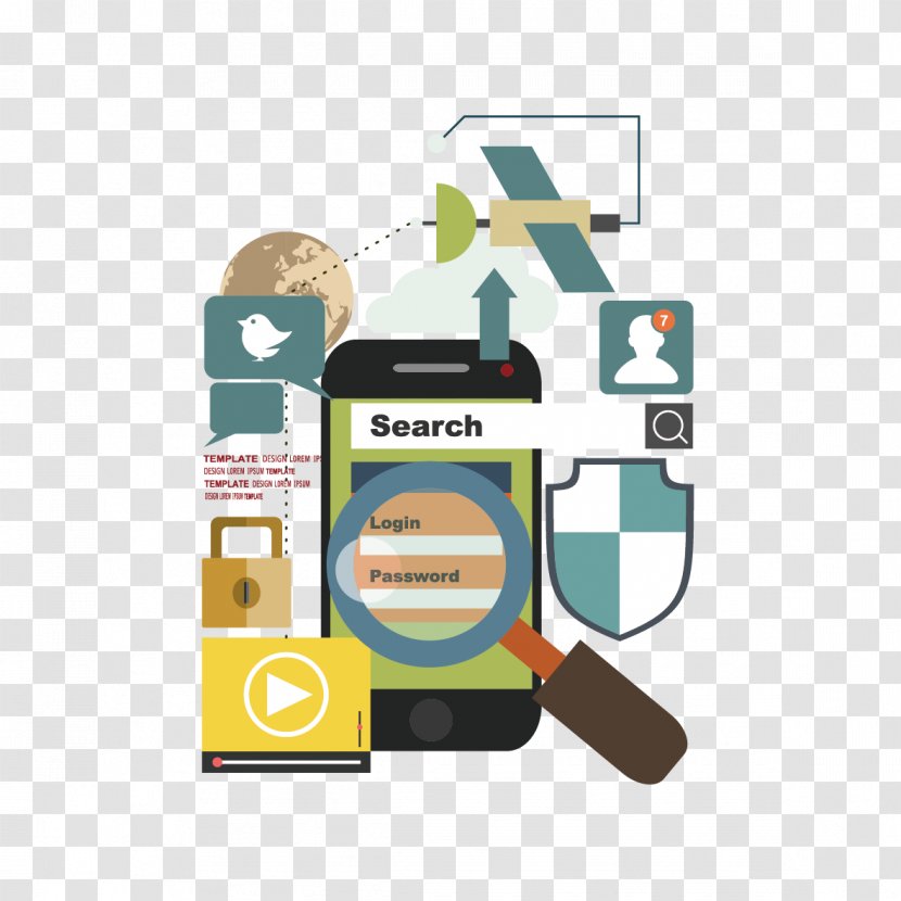 Graphic Design Magnifying Glass - Flat - Vector Magnifier And Mobile Phones Transparent PNG