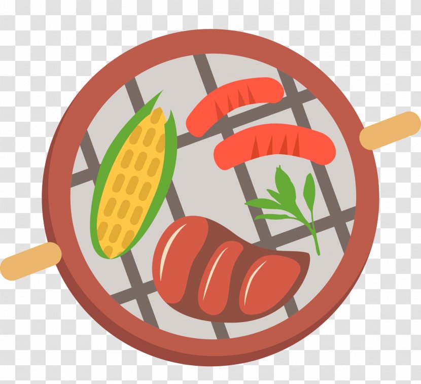 Barbecue Corn On The Cob Ham Meat - Maize - Vector Transparent PNG