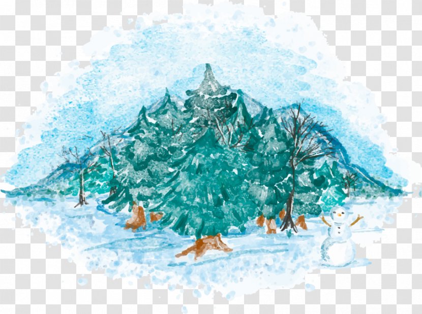 Watercolor Painting Drawing - Water - Painted Winter Scenery Transparent PNG