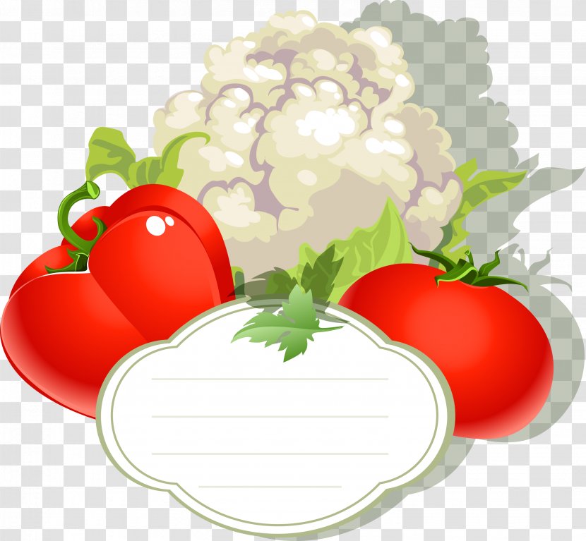 Vegetable Fruit Capsicum Annuum Tomato - Local Food - Vector Label Cauliflower Transparent PNG