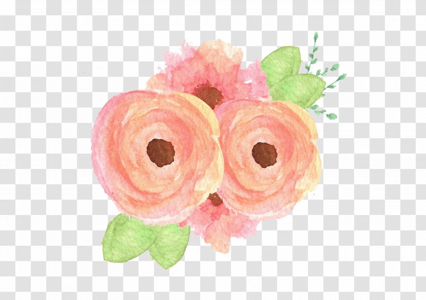 Garden Roses Floral Design Flower Clip Art - Peach Watercolor Transparent PNG