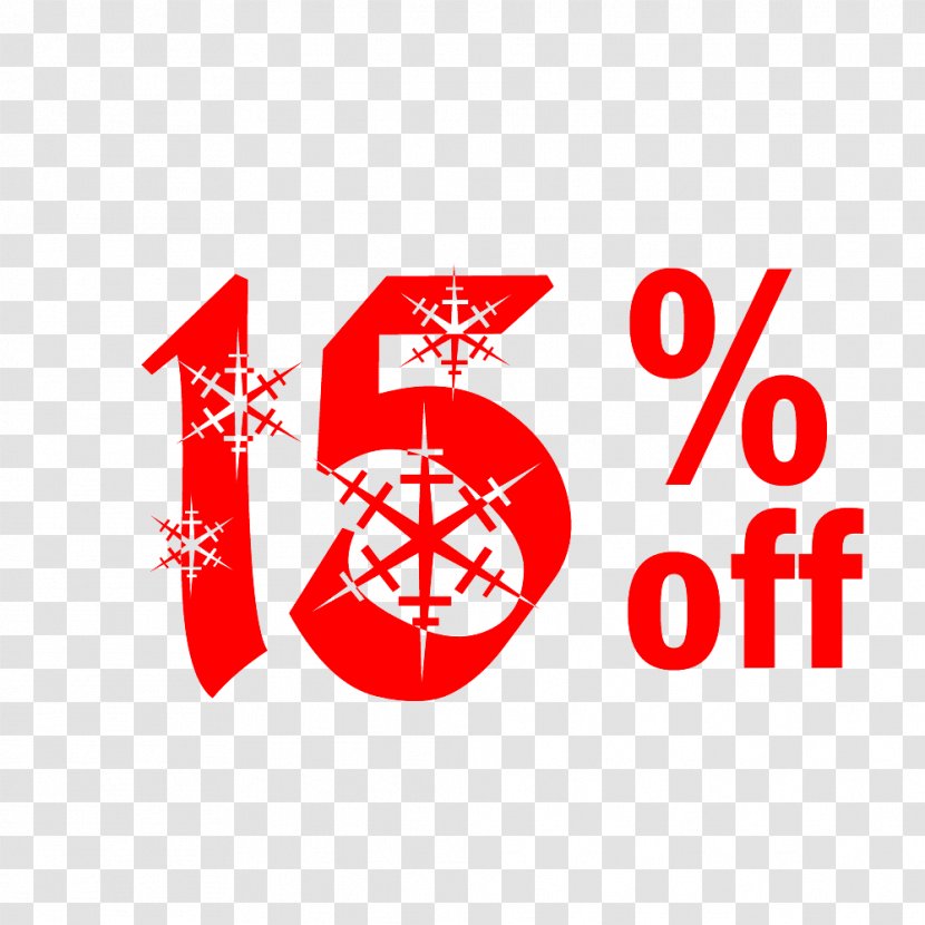 Snow Christmas Sale 15% Off Discount Tag. - Text - Area Transparent PNG