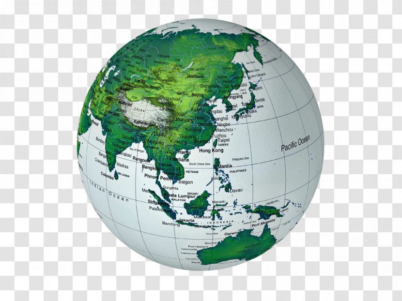 Asia Globe World Map - Planet Picture Transparent PNG