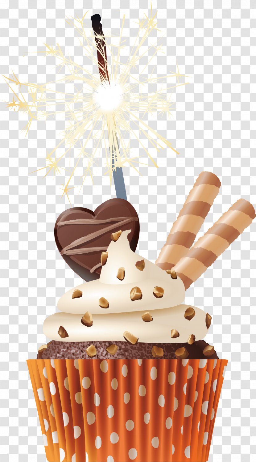 Cupcake Muffin Birthday Cake Chocolate - Buttercream Transparent PNG