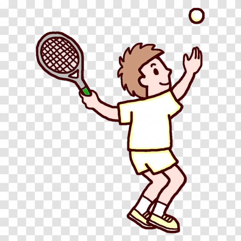 Cartoon Line Art Character Tennis Beach Racket Transparent PNG