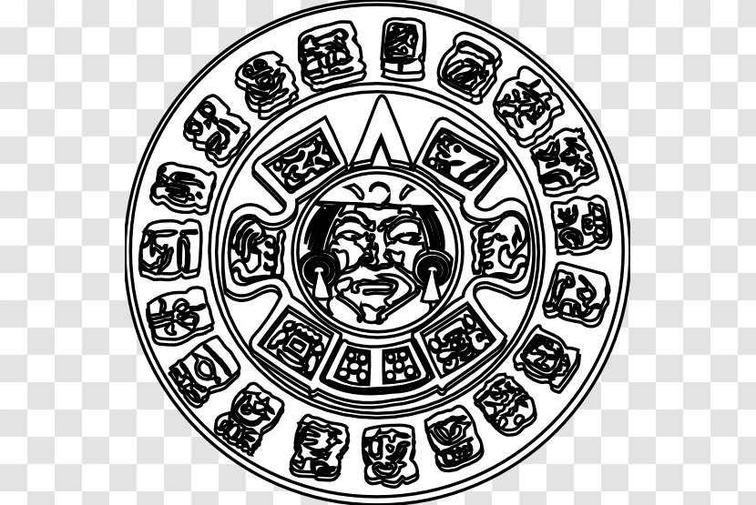 Maya Civilization Mayan Calendar Ancient Art Architecture Clip - Black And White Transparent PNG