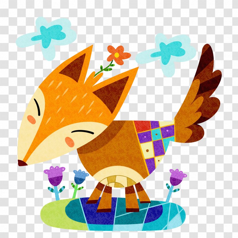 Canidae Sticker Clip Art - Watercolor Painting - Cartoon Fox Transparent PNG