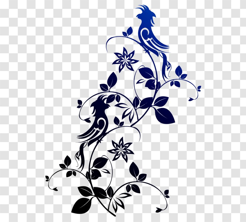 Bird Flower Pattern - Visual Arts - Silhouette Material Transparent PNG