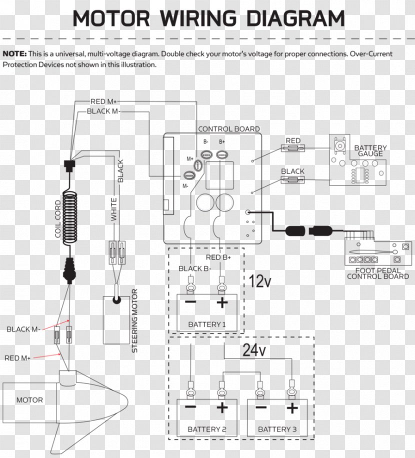 Wiring Diagram Trolling Motor Circuit Schematic - Black And White - Harley Speedometer Transparent PNG