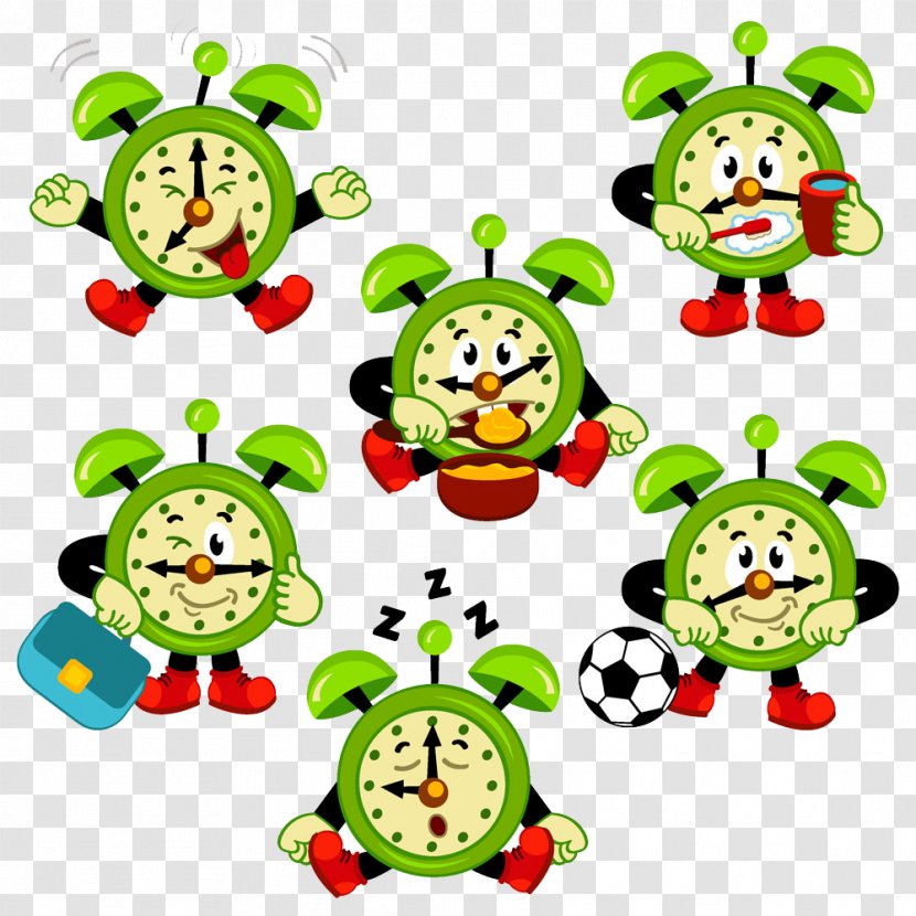 Alarm Clock Cartoon Illustration - Child - Green Transparent PNG