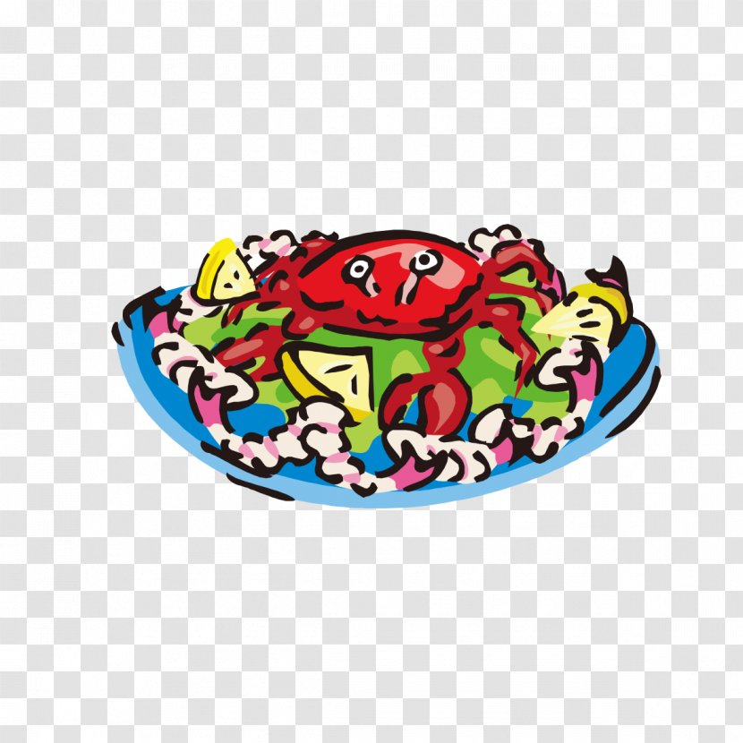 Crab Lobster Clip Art - Salad - Red On The Plate Transparent PNG