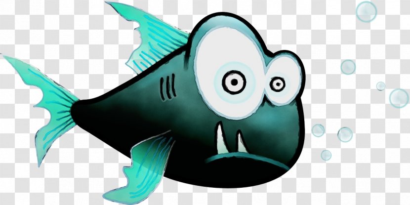 Piranha Humour Cartoon T-shirt Fish - Wet Ink - Turquoise Aqua Transparent PNG