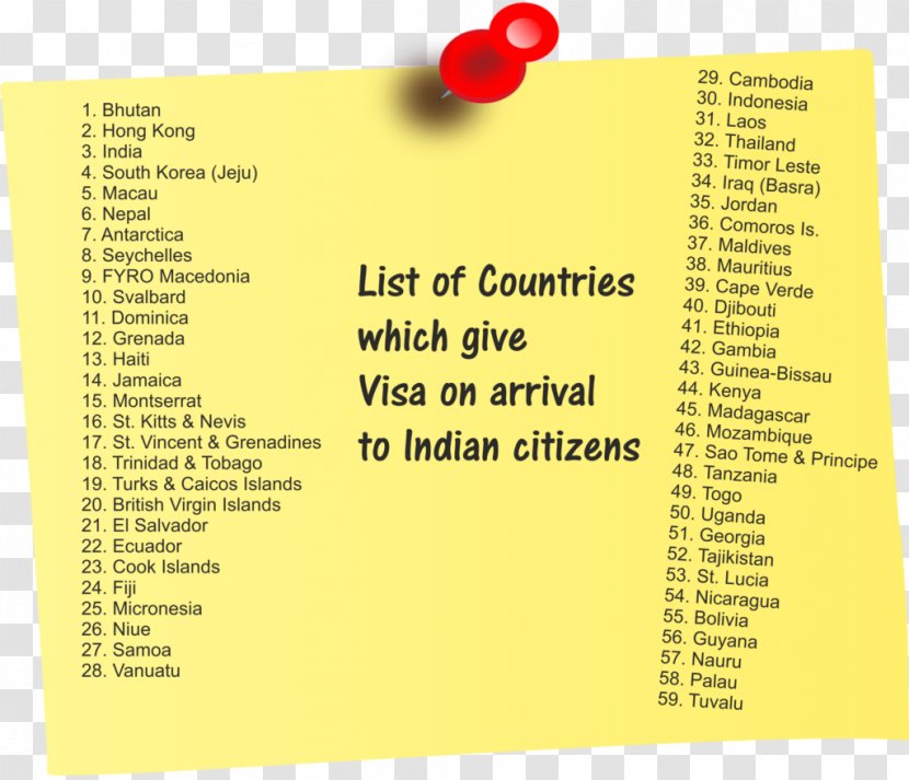 India Travel Visa Thailand Country Mauritius - Yellow Transparent PNG