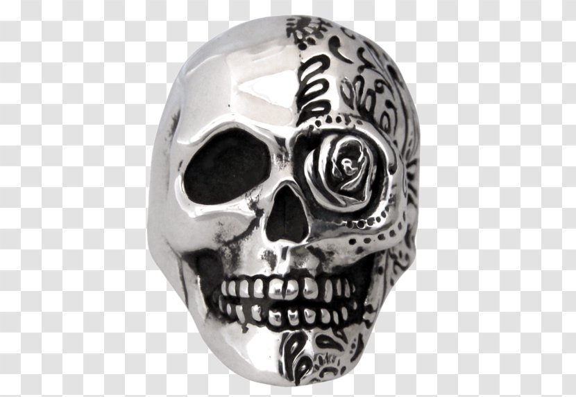 Skull Silver Calavera Face Metal - Rose For Stamp Tshirts Transparent PNG