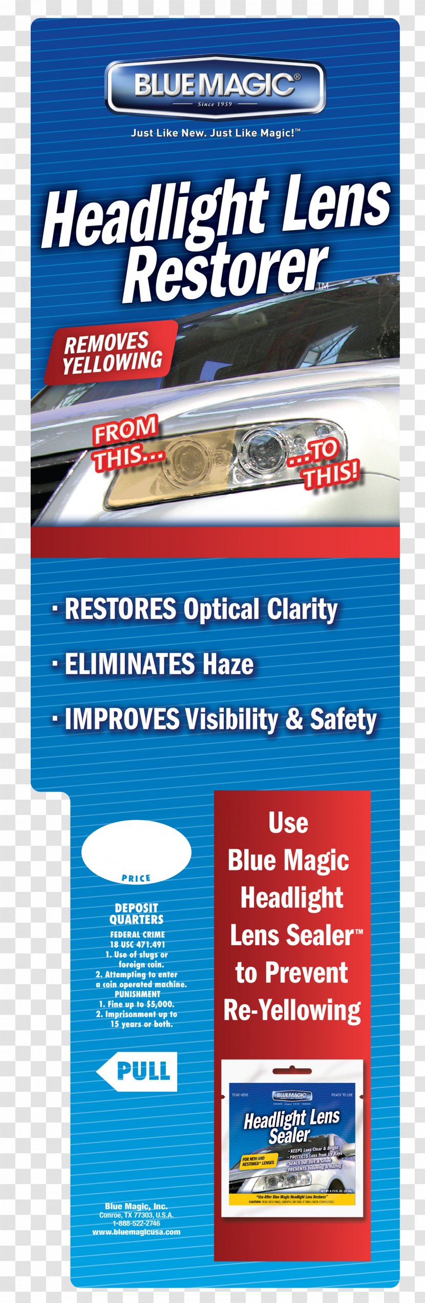 Display Advertising Brand Blue Magic Web Banner - Text - HEADLIGHT RESTORATION Transparent PNG