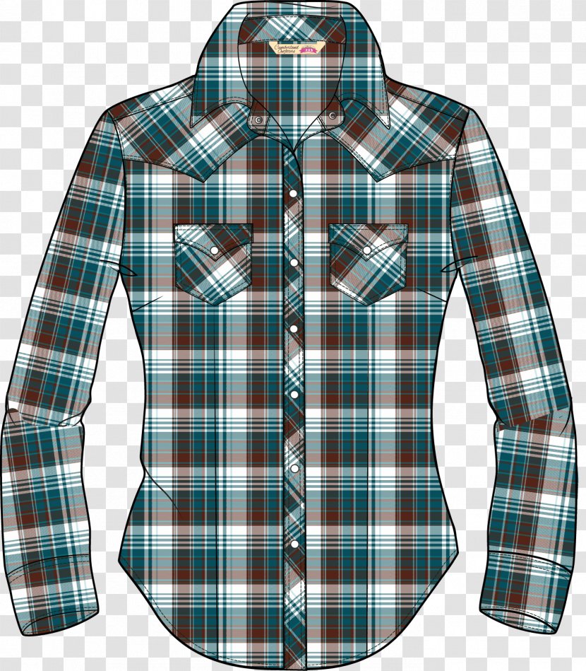 Dress Shirt Clothing Top Sleeve - Woman - Plaid Tunic Transparent PNG