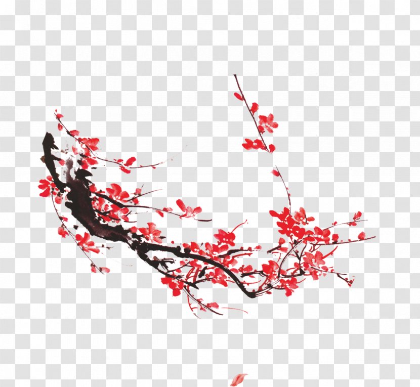 China Plum Blossom Flower - Point - Plum, Chinese Wind Ink Transparent PNG