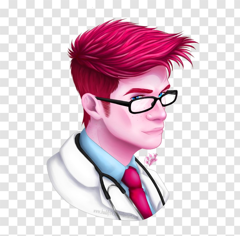 Sticker Glasses Drawing Clinic Brown Hair - Human Color - Sick Neon Wolf Backgrounds Transparent PNG