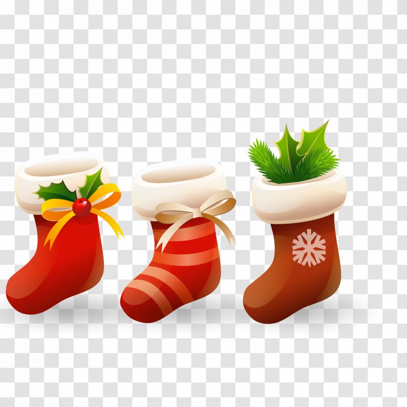 Santa Claus Christmas Stocking Stock Photography - Vector Socks Transparent PNG