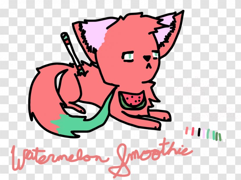 Whiskers Cat Snout Clip Art - Heart - Watermelon Smoothie Transparent PNG