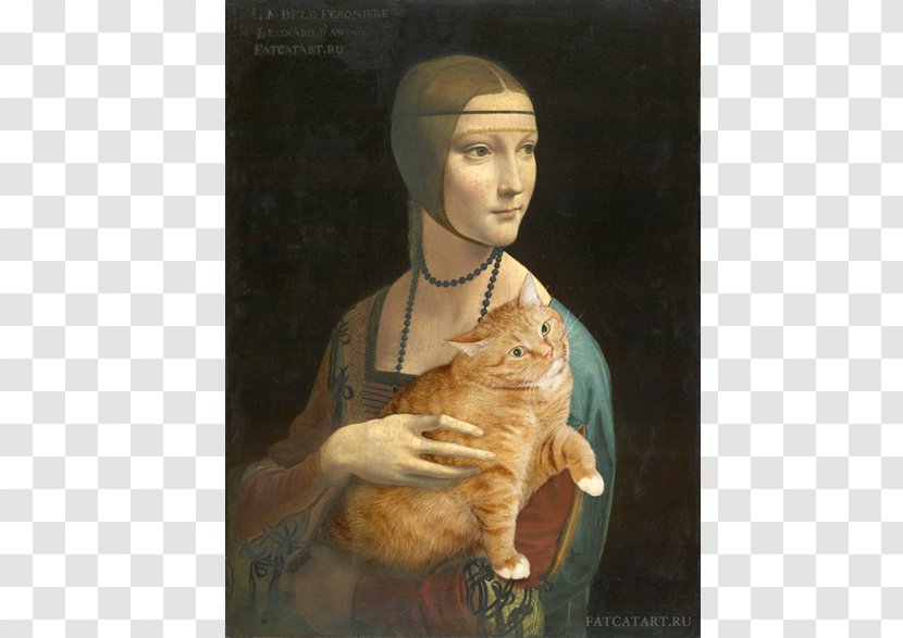 Cecilia Gallerani Lady With An Ermine Fat Cat Art: Famous Masterpieces Improved By A Ginger Attitude Mona Lisa Transparent PNG