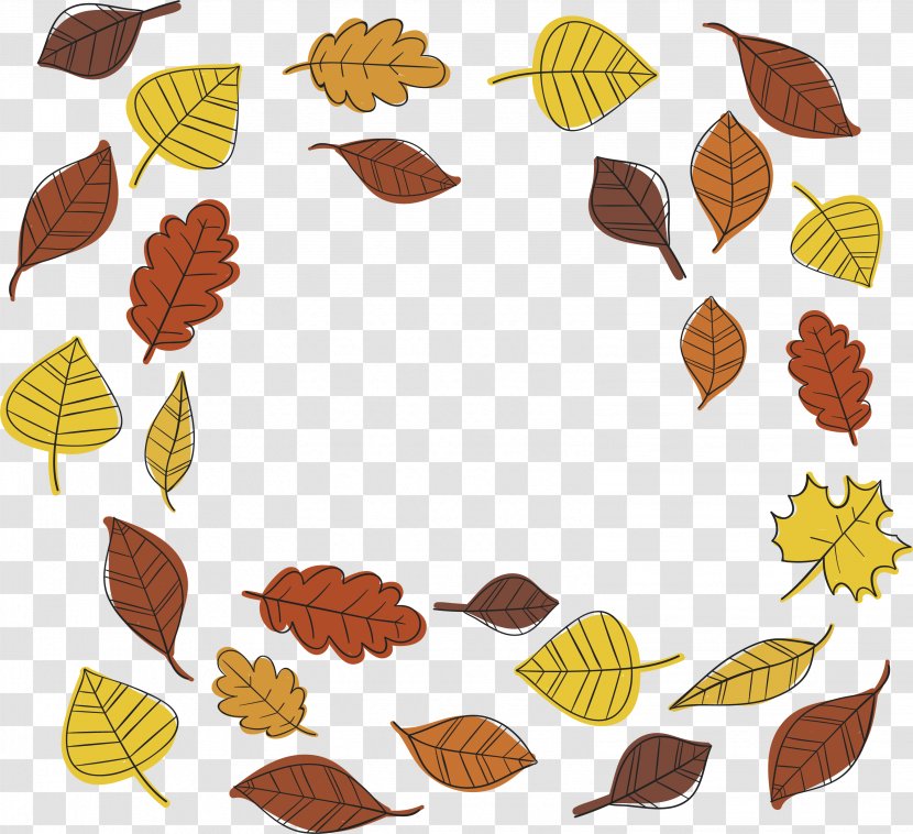 Autumn Leaf Deciduous - Hand-painted Leaves Title Box Transparent PNG