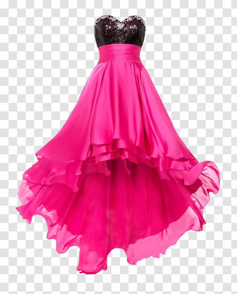 Little Black Dress Pink Prom Evening Gown - Silhouette - Women Transparent PNG