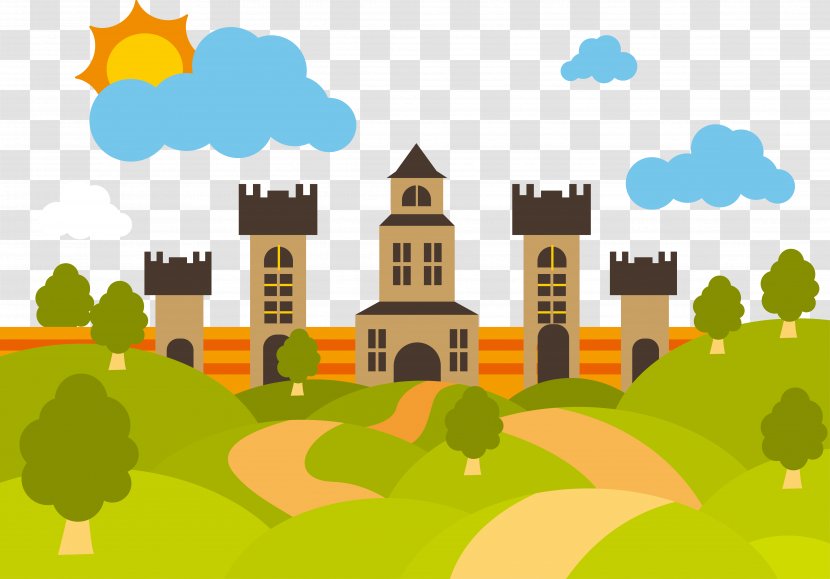 Adobe Illustrator Illustration - Facade - Forest Castle Vector Transparent PNG