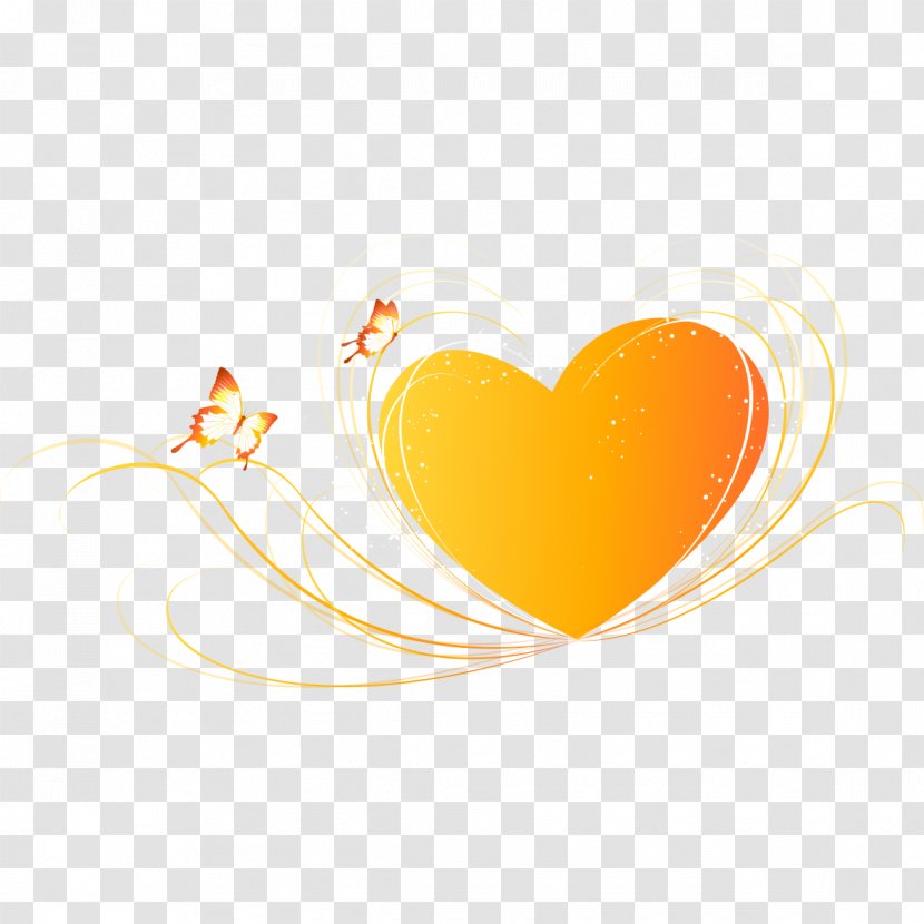 Yellow Heart Illustration - Text - Heart-shaped Decorative Stripes Transparent PNG