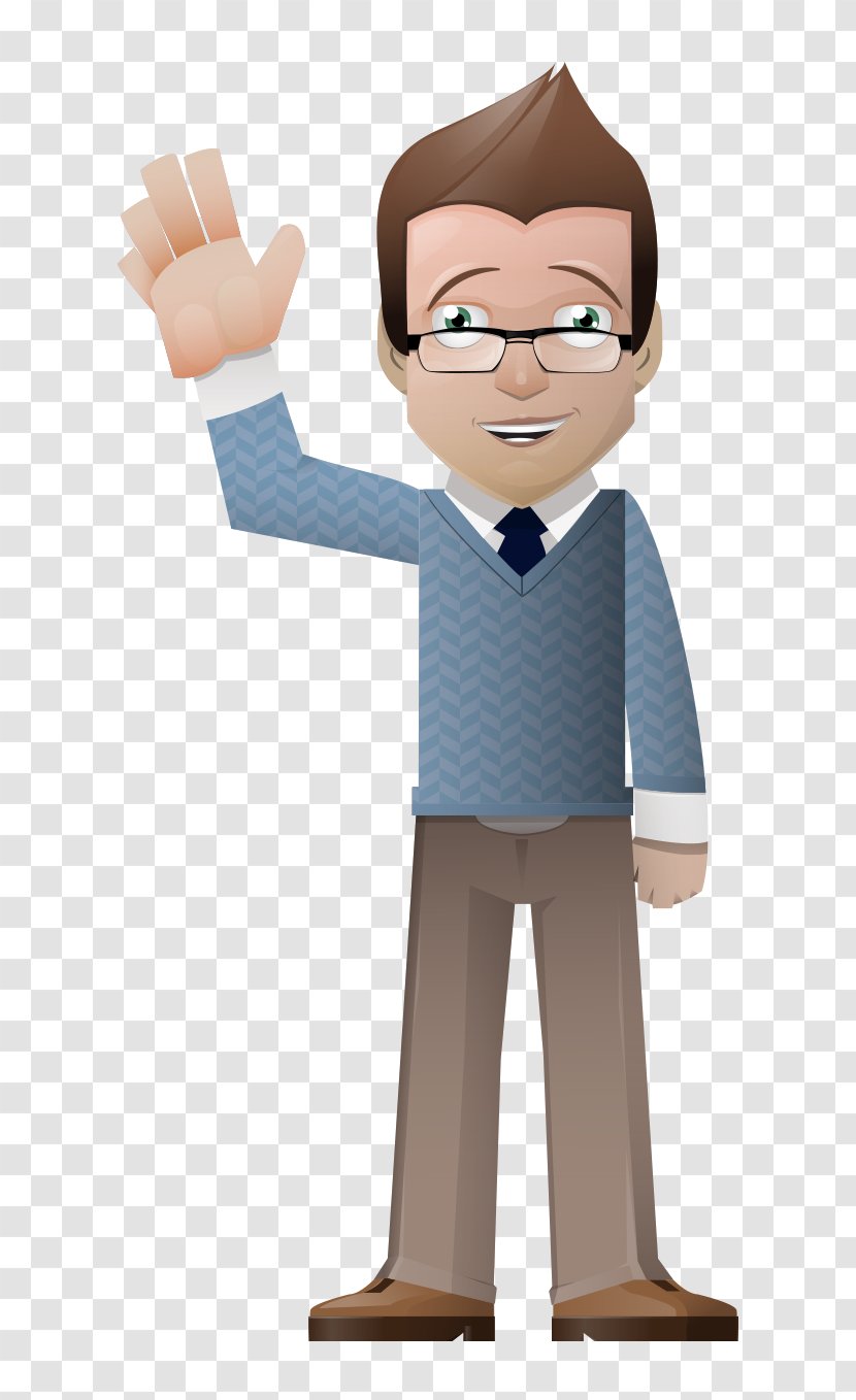 Visual Arts Cartoon Clip Art - Character - Business Man Waving Hand-painted Transparent PNG