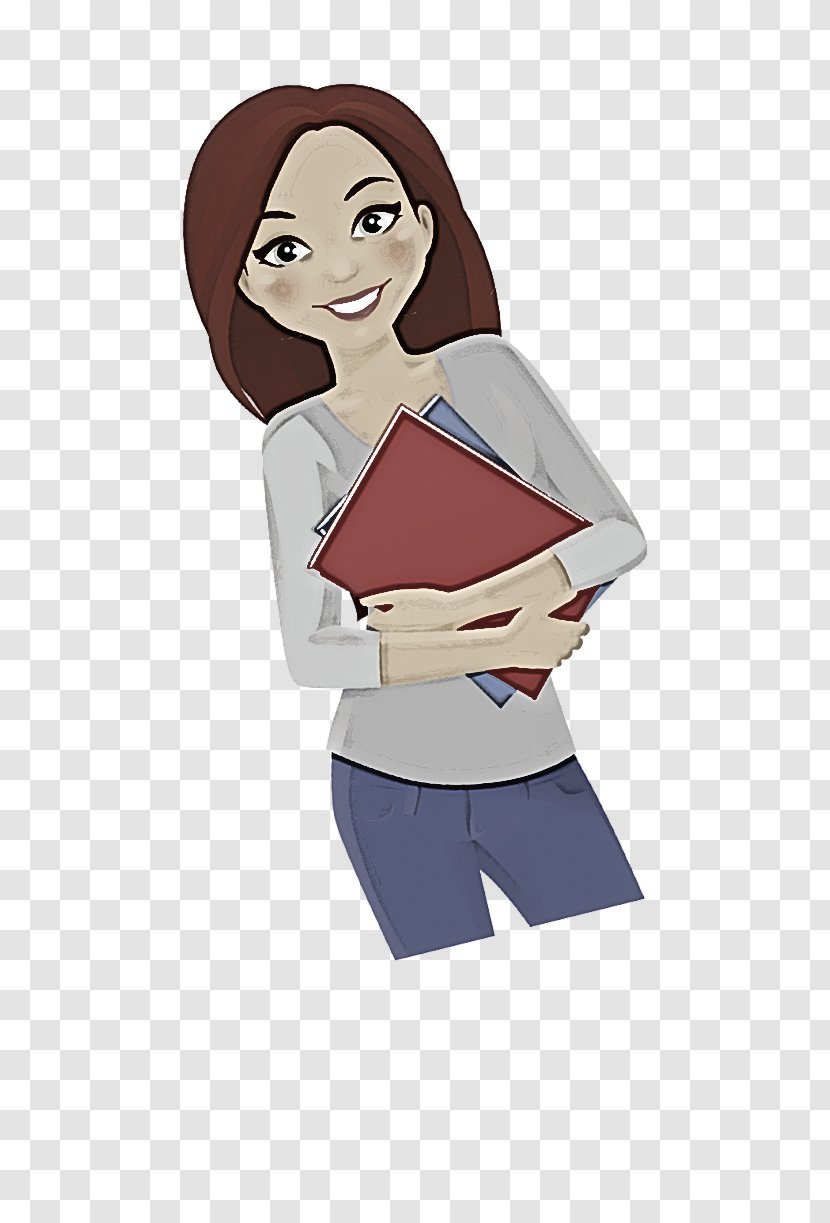 Cartoon Reading Brown Hair Sleeve Transparent PNG