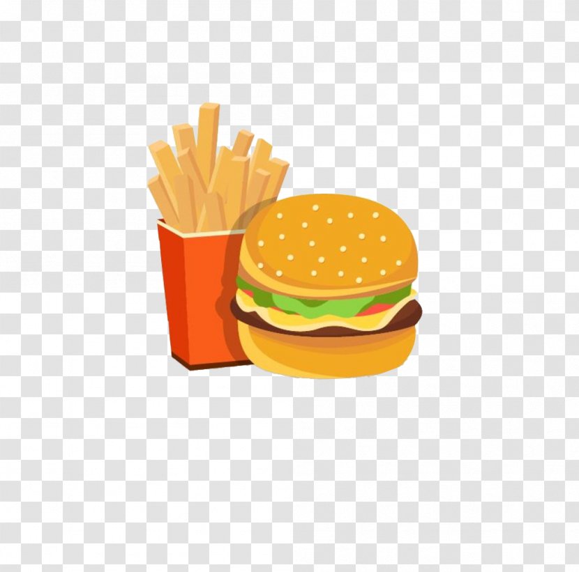 Hamburger French Fries Fast Food Cheeseburger - Junk - Burger And Pattern Transparent PNG