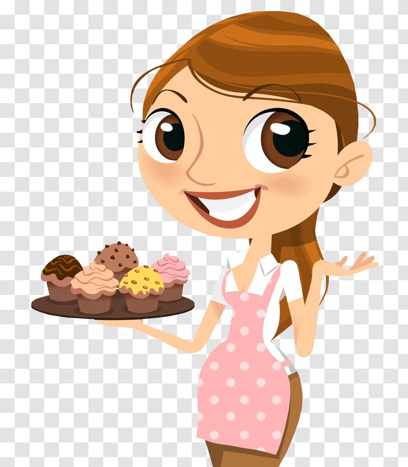 Cupcake Bakery Woman - Watercolor - Happy Transparent PNG
