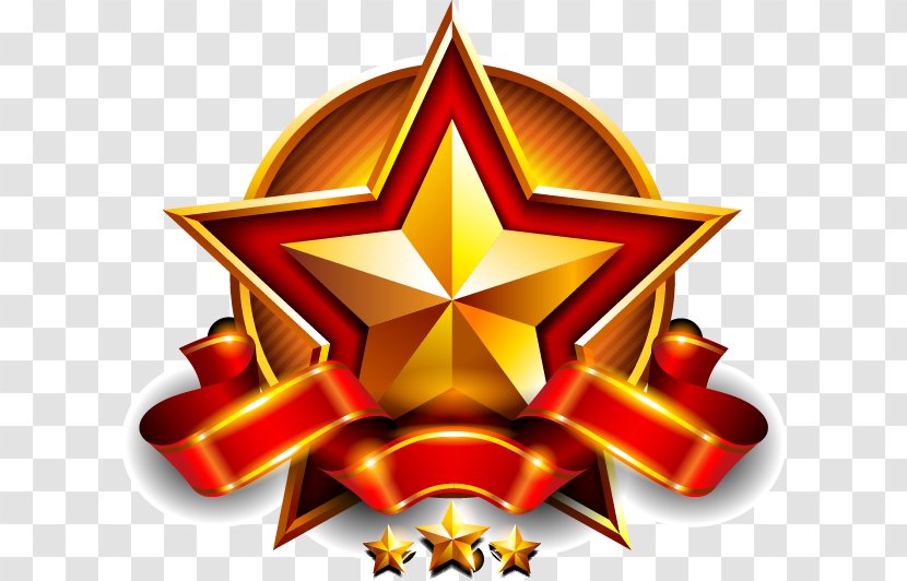 Red And Gold Ribbon Ball Star - Yellow Transparent PNG