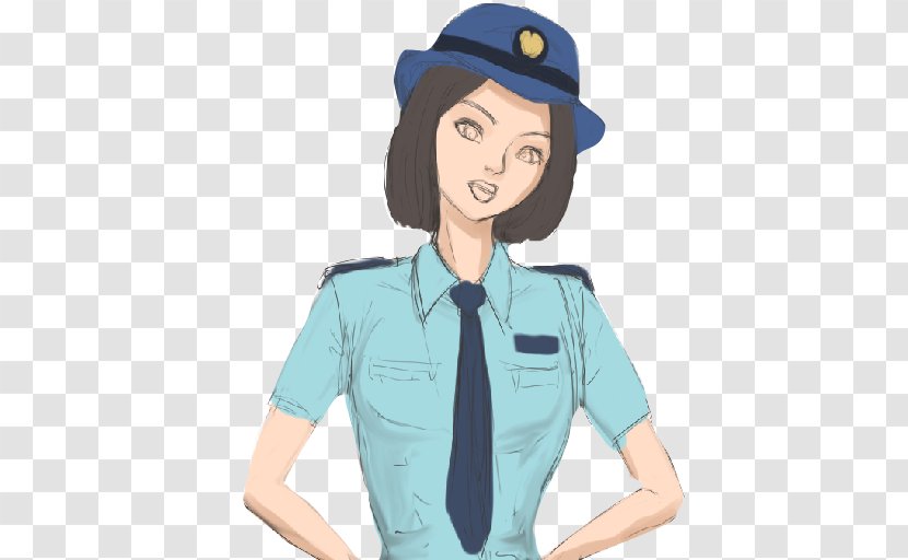 Police Officer Cartoon Woman - Watercolor Transparent PNG