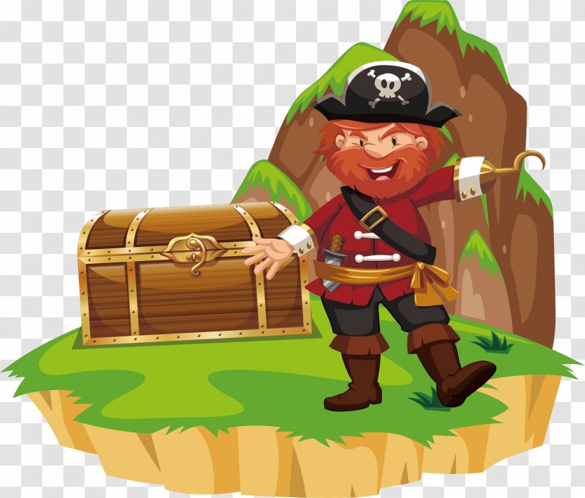 Piracy Illustration - Cartoon - Looking For The Treasure Of Pirate Captain Transparent PNG