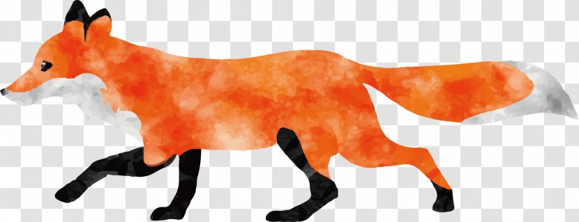 Watercolor Painting Fox Animal - Vertebrate - Run The Vector Transparent PNG