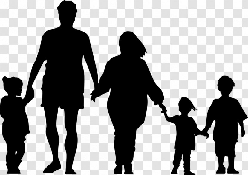 Family Silhouette Holding Hands Clip Art - Silhouettes Transparent PNG