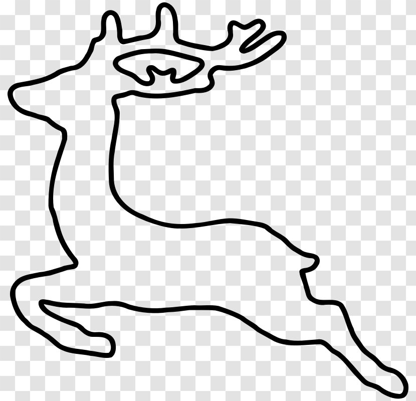 Reindeer White-tailed Deer Santa Claus Clip Art - Coloring Book - Silhouette Of A Transparent PNG