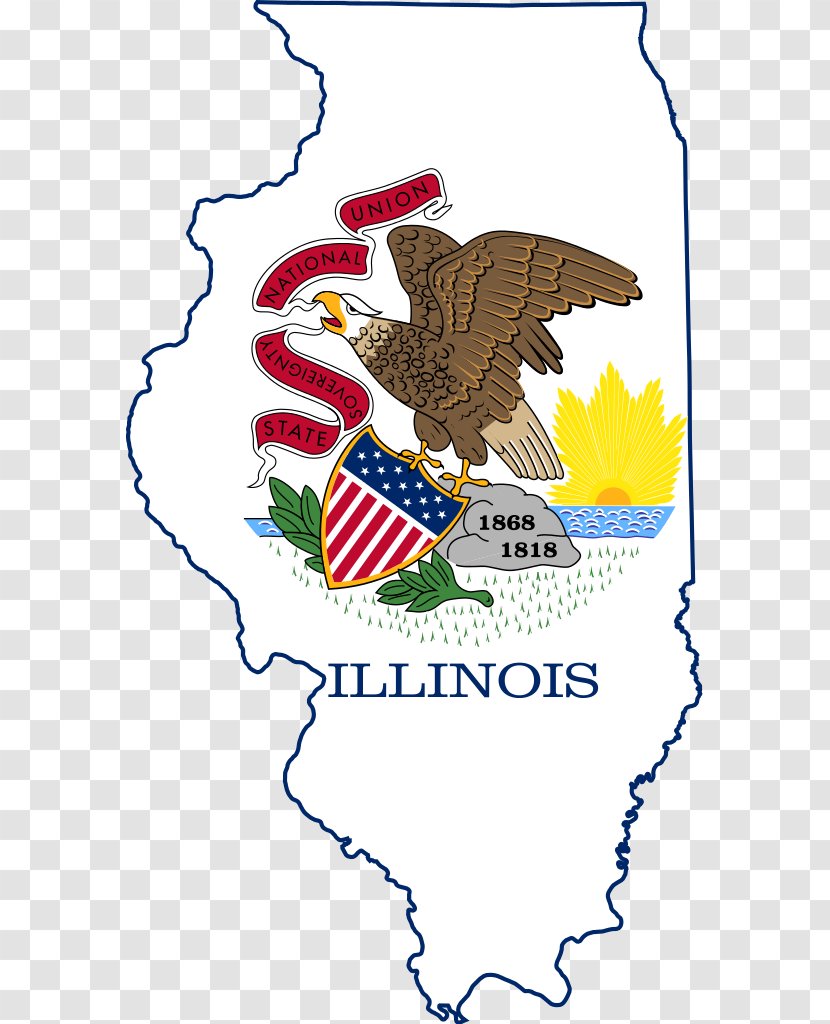 Flag Of Illinois State Map - Vertebrate Transparent PNG