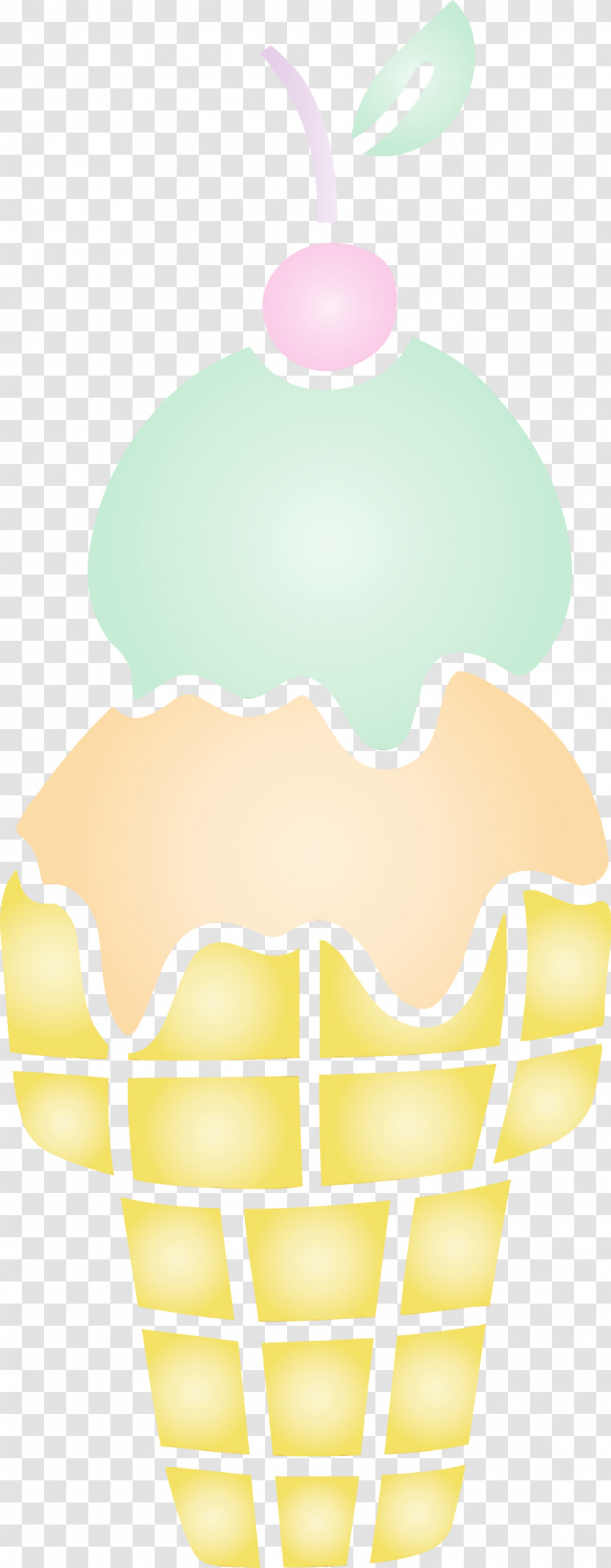 Ice Cream Cone Yellow Pattern Cone Fruit Transparent PNG