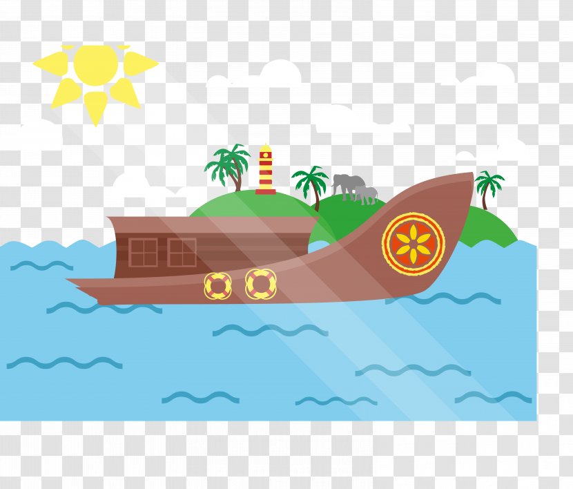 Illustration - Art - A Ship At Sea Transparent PNG