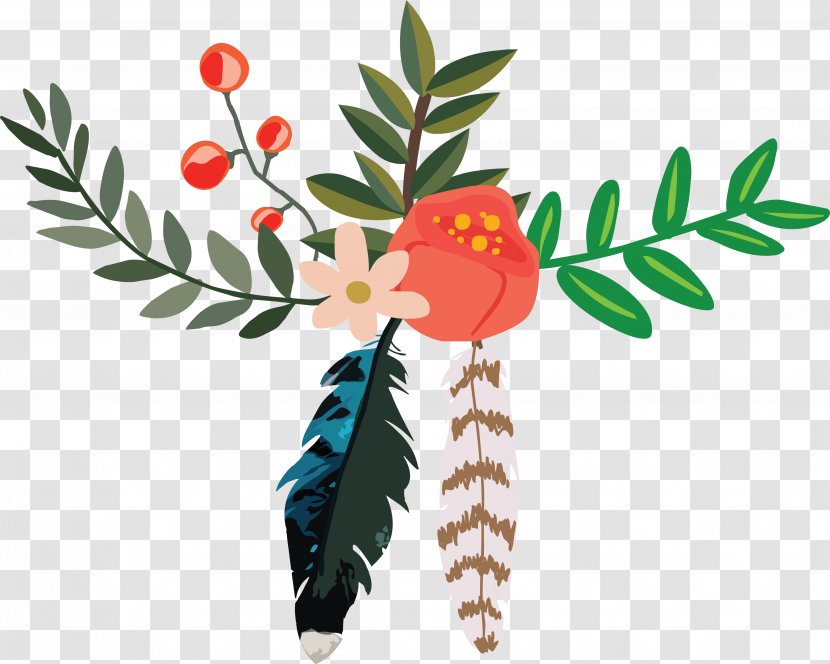Flower Feather - Flowering Plant - Flowers And Feathers Transparent PNG