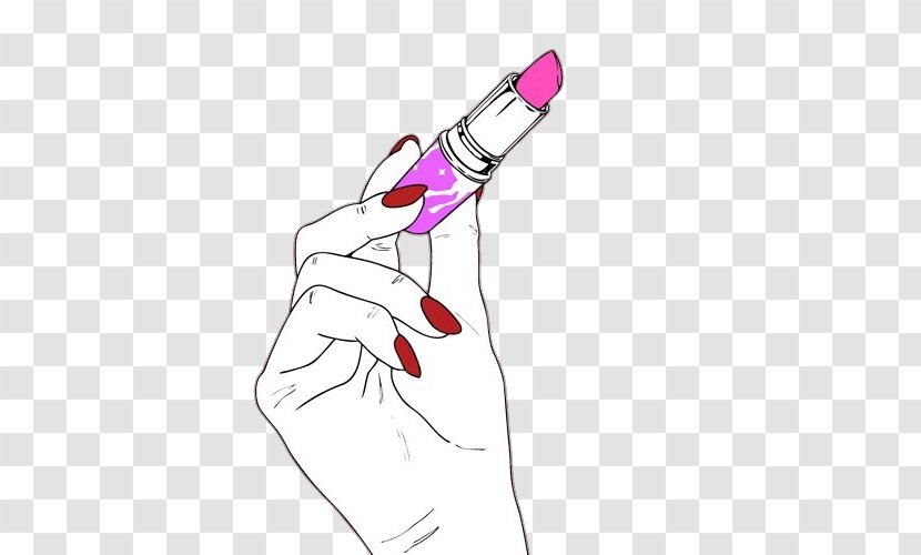 Lipstick Hand Nail - Art - Red Transparent PNG