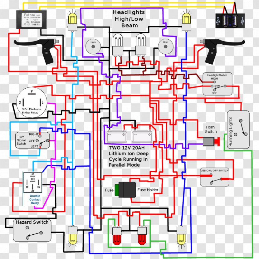 Wiring Diagram Light Electrical Wires & Cable Signal - Relay Transparent PNG