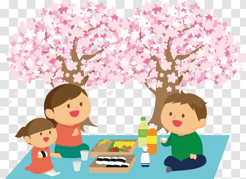 Hanami Cherry Blossom Cartoon Clip Art - Spring Transparent PNG