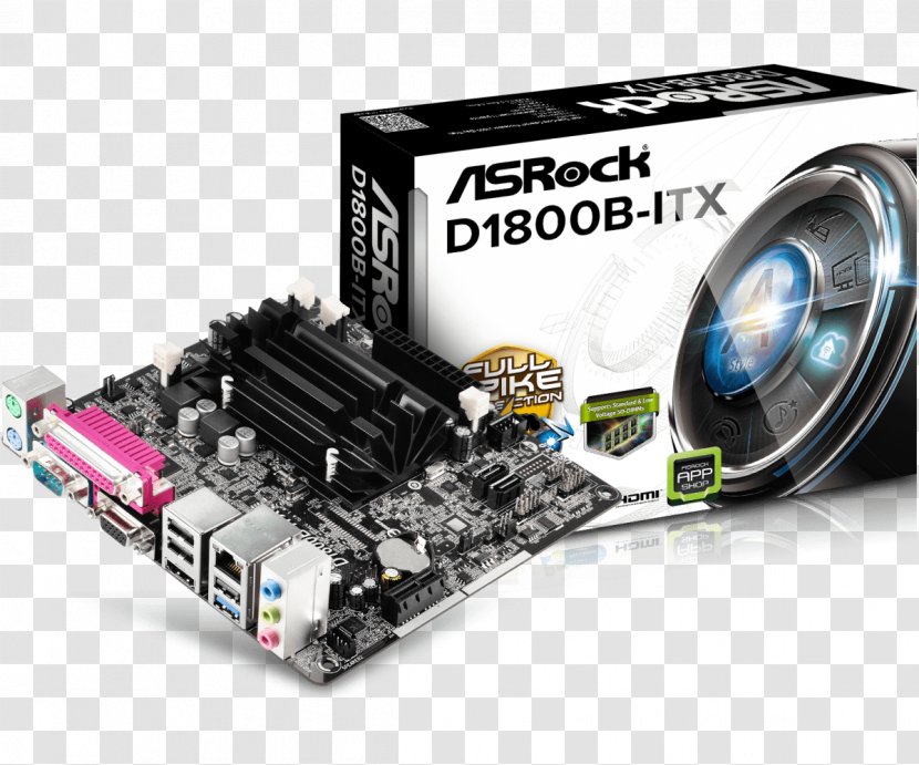 Intel Mini-ITX ASRock D1800M Motherboard - Miniitx Transparent PNG